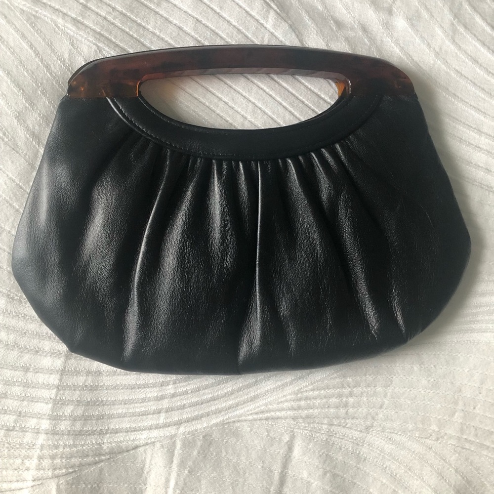 Black leather vintage clutch